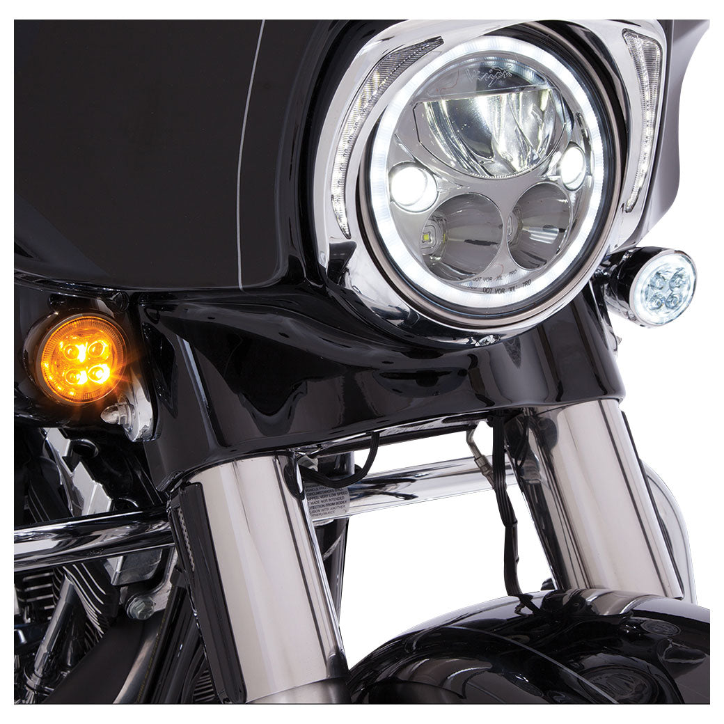 Fang Black LED White Halo Front Signal Light